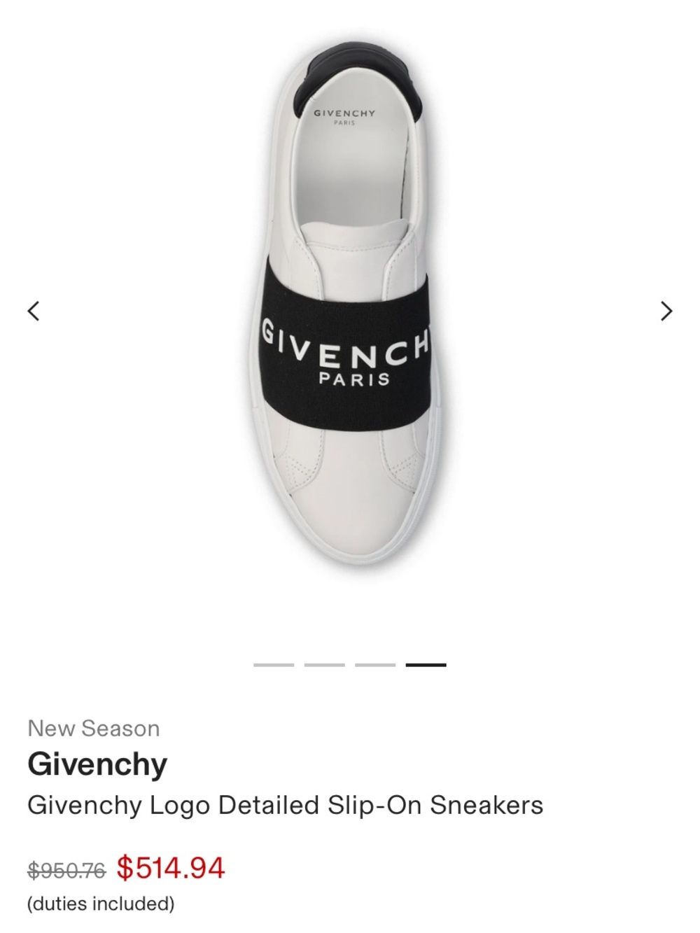 Givenchy White Leather designer Sneakers with Black Logo Band